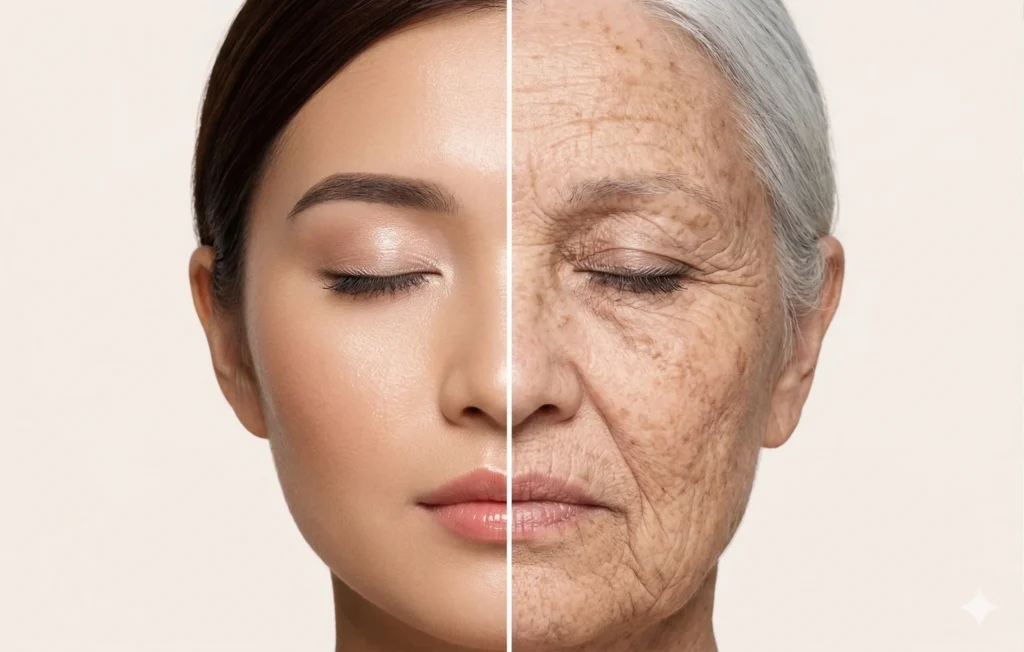 Envelhecimento facial colágeno elastina pele saudável tratamento rejuvenescimento